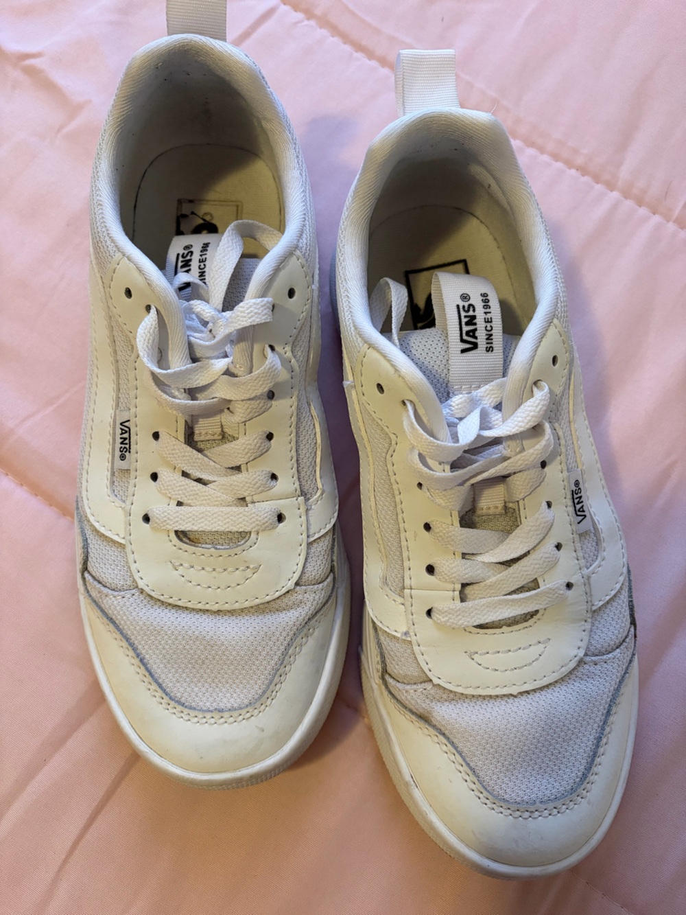 Vans Women's White Low-Top
Mesh & Leather Sneakers